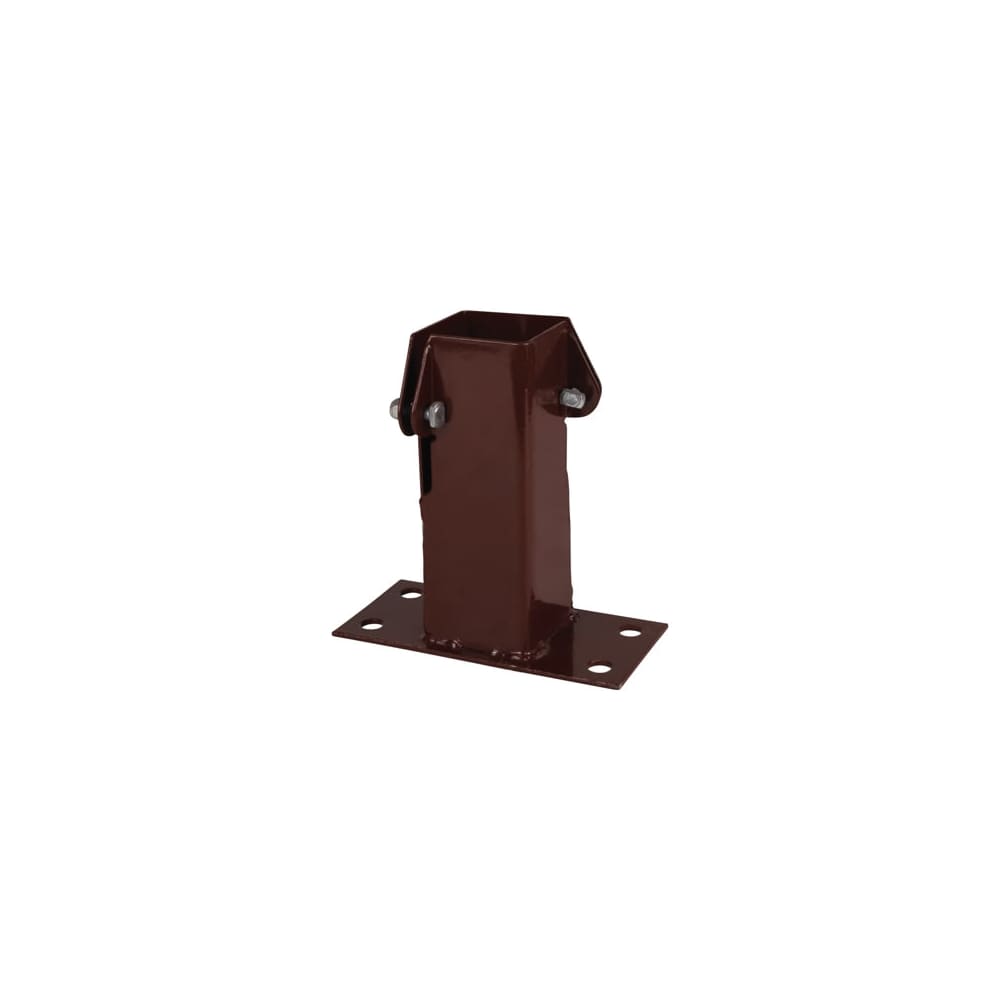 Powapost Fence Post Flush Fit Bolt Down Shoe - Twin Bolt - 50 x 50mm - Brown Powder Coated