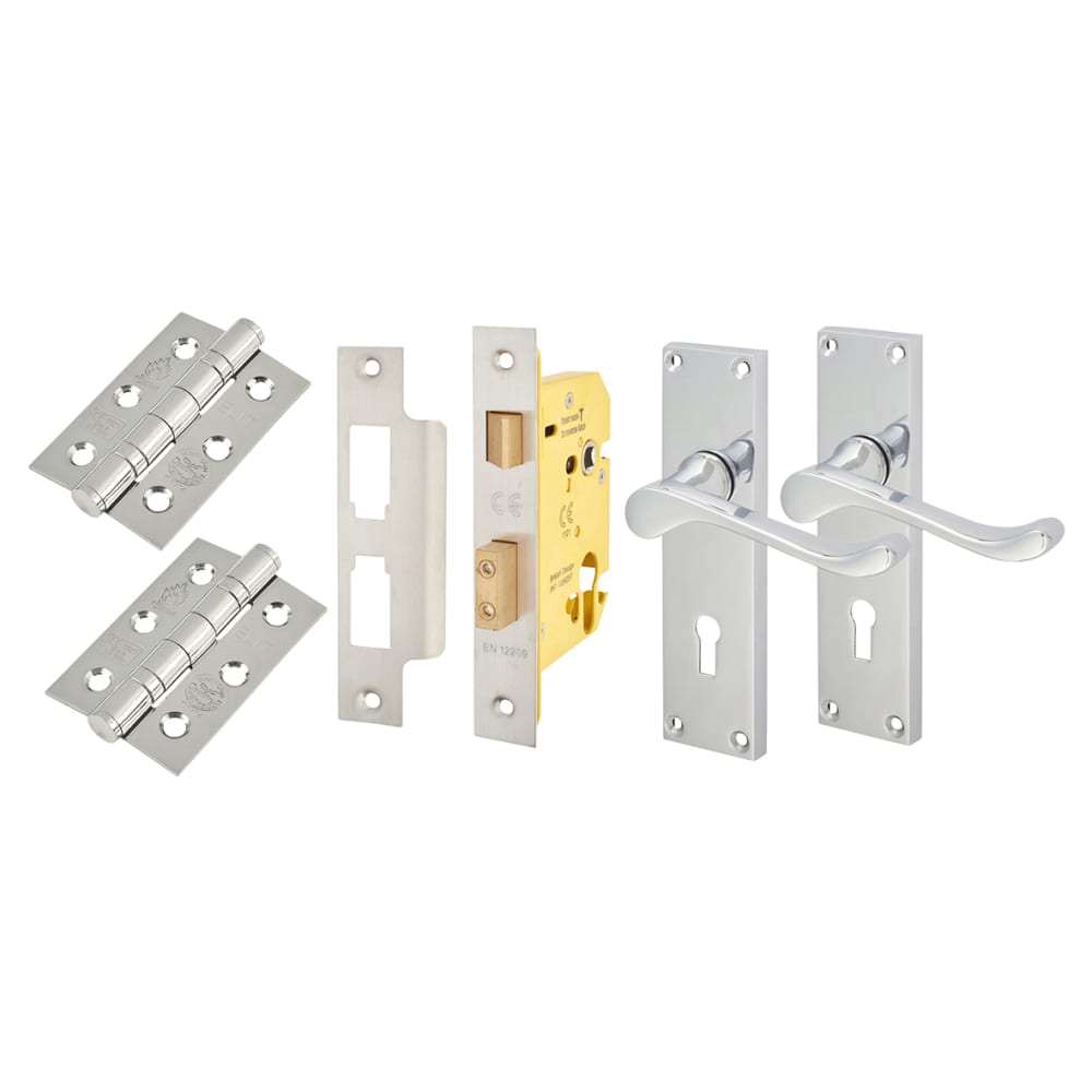 Touchpoint Victorian Scroll 5 Lever Sashlock Door Handle Kit - Polished Chrome