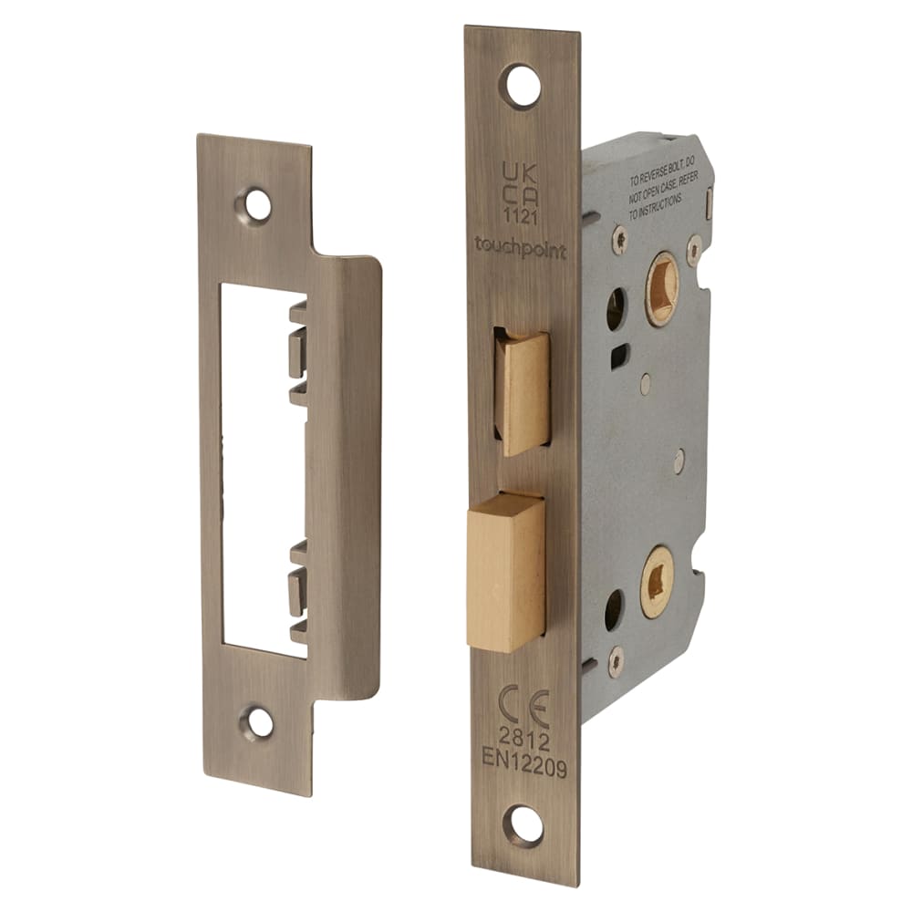 Touchpoint Contract Bathroom Lock - 65mm Case - 44mm Backset - Antique Brass