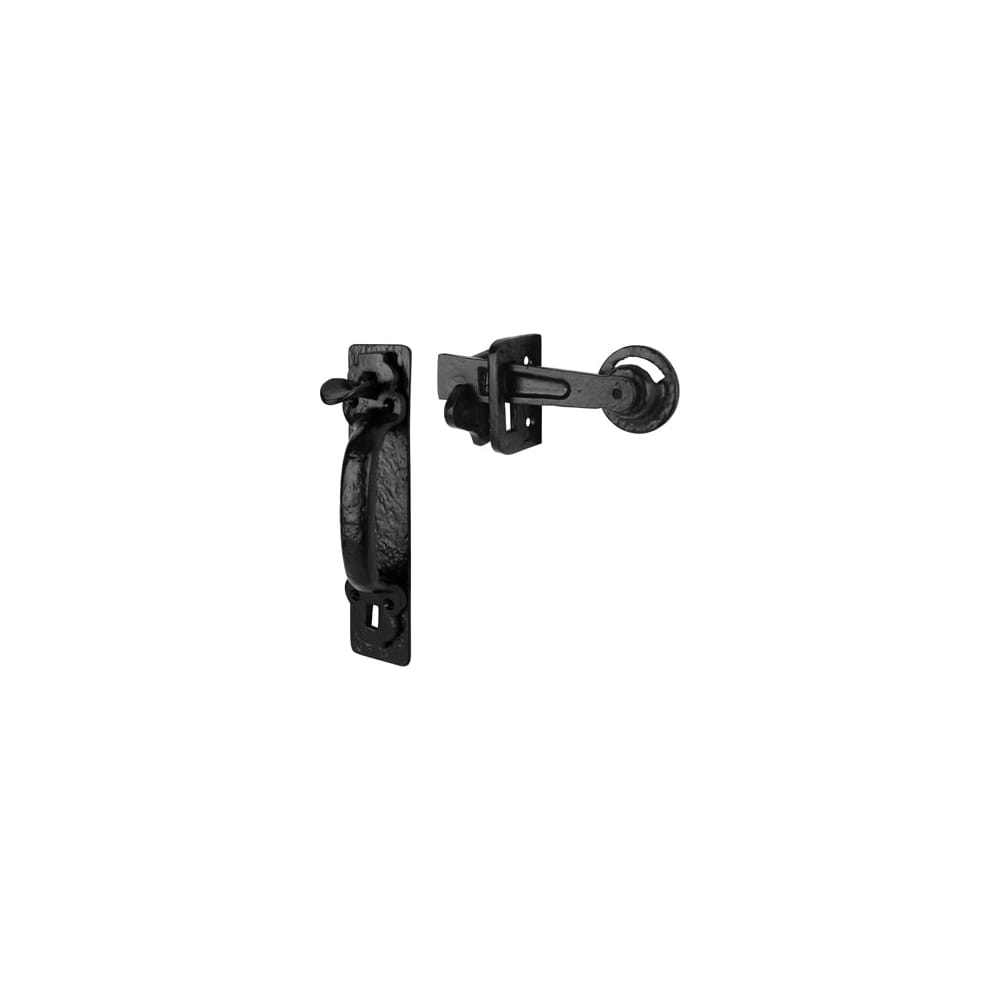 Olde Forge Tudor Style Thumb Latch Set - Antique Black Iron