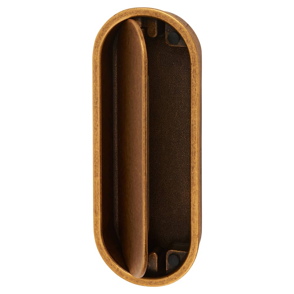 Altro Eccles Oval Flush Cabinet Pull Handle - 117 x 47mm - Antique Brass