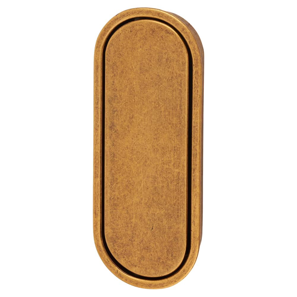 Altro Eccles Oval Flush Cabinet Pull Handle - 117 x 47mm - Antique Brass