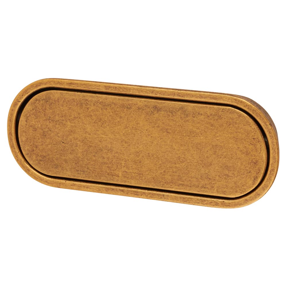 Altro Eccles Oval Flush Cabinet Pull Handle - 117 x 47mm - Antique Brass
