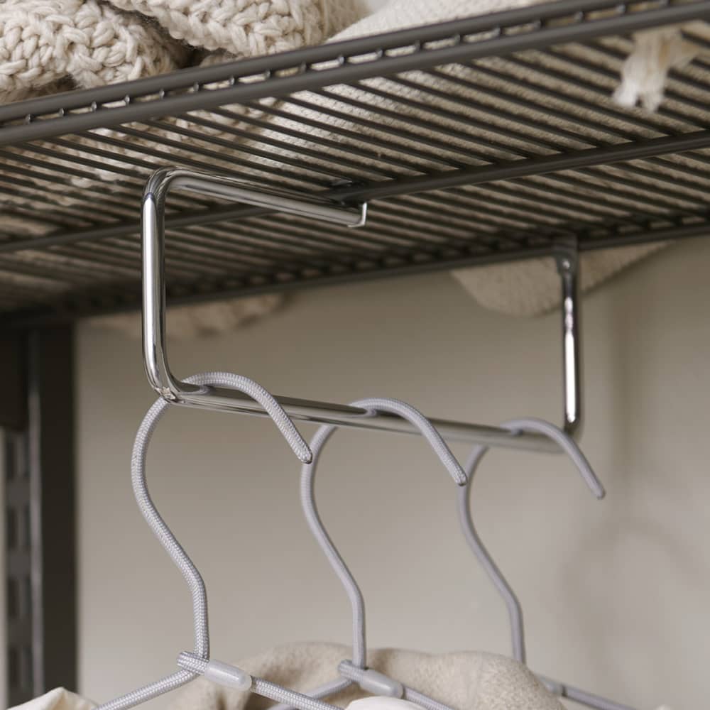 elfa Top Track System - Click In Clothes Valet Rod - 387 x 11 x 88mm - Silver