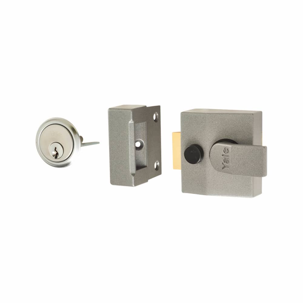 Yale 85 Double Locking Nightlatch - 40mm Backset - Grey Case/Satin Chrome Cylinder