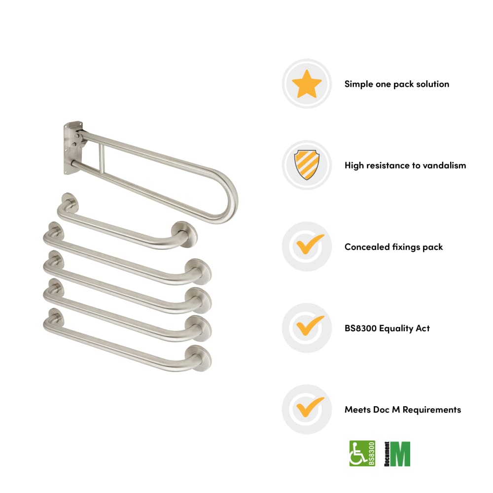 Fitzroy of London Rail Only Close Coupled Doc M Pack - Satin Stainless Steel