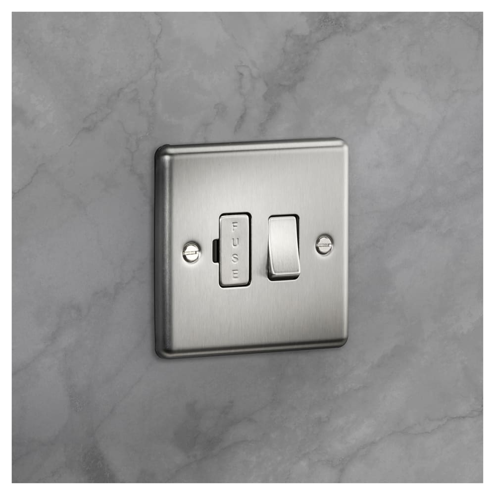 Despatch Spur Knightsbridge 13A 1 Gang Round Edge Switched Fused Spur - Brushed ...