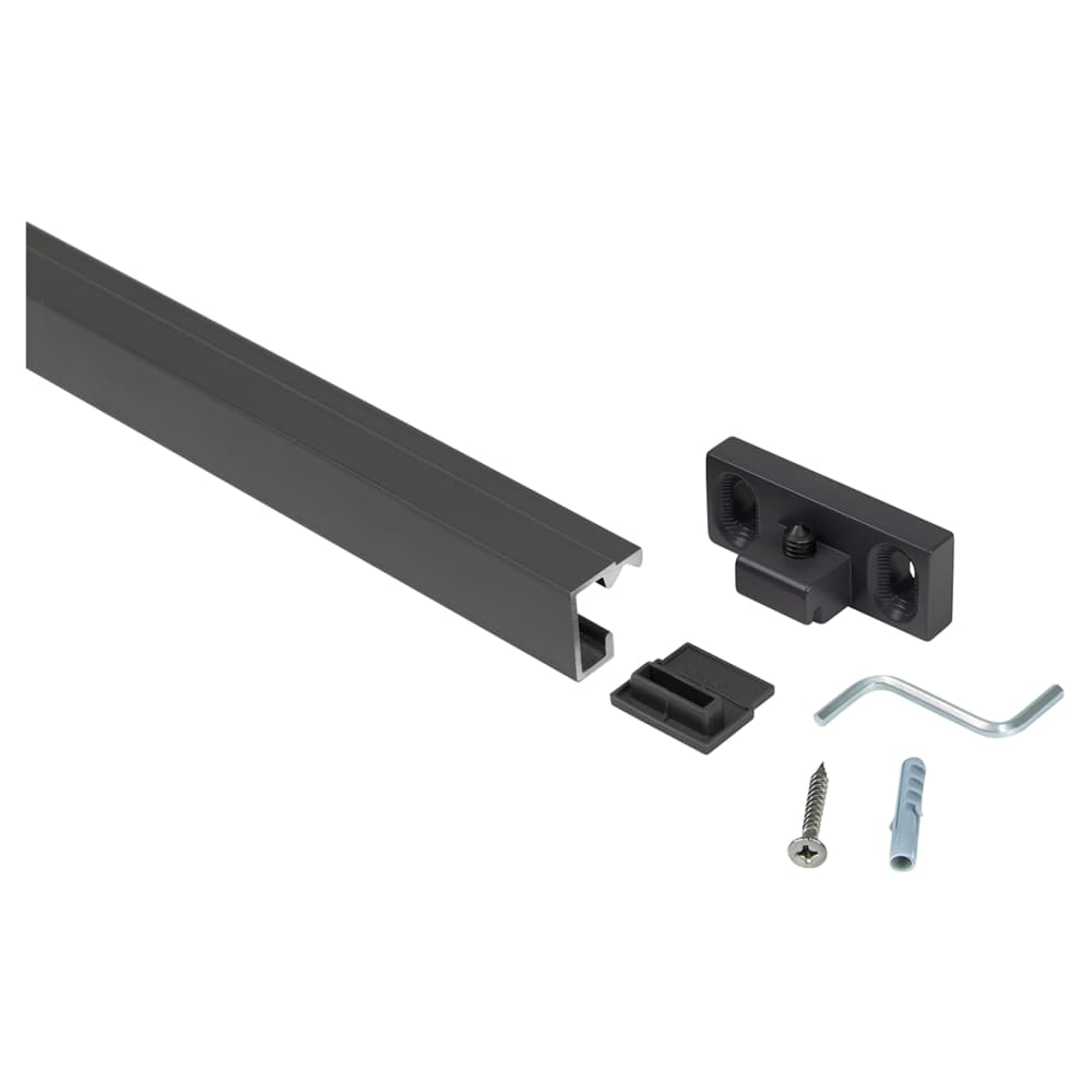 Emuca Titane Kitchen Wall Hanging Profile - 1100mm Length - Anthracite Grey