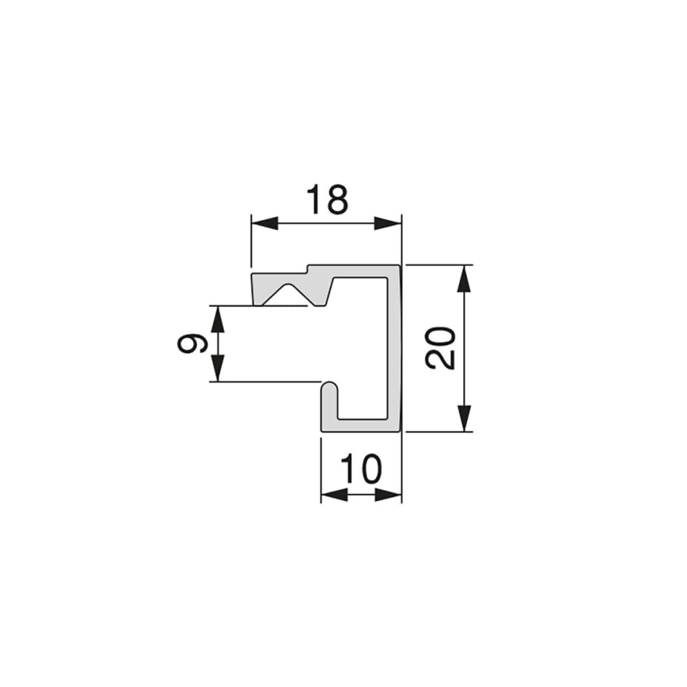 Emuca Titane Kitchen Wall Hanging Profile - 1100mm Length - Anthracite Grey