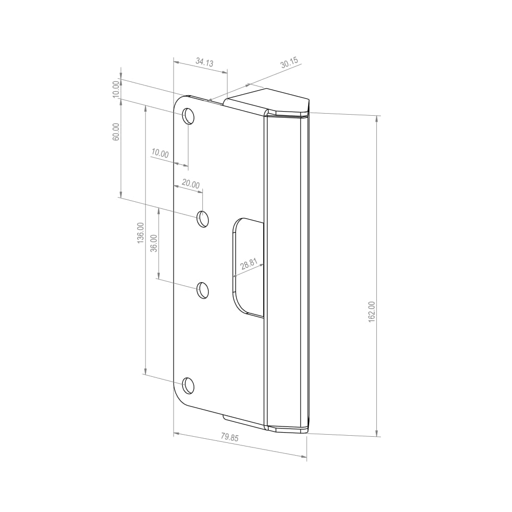 Gatemaster Surface Fixed Marine Grade Two Side Push Button Gate Code Lock - Left Hand - Black