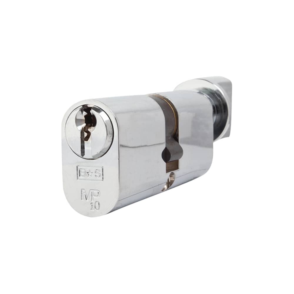 Eurospec 10 Pin 70mm Oval Thumbturn Cylinder - 35mm Turn + 35mm - Polished Chrome - Keyed Alike