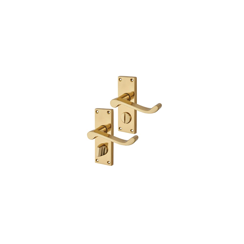Touchpoint Mia Budget Scroll Privacy Door Handle - Short Plate - 114 x 42mm - Polished Brass