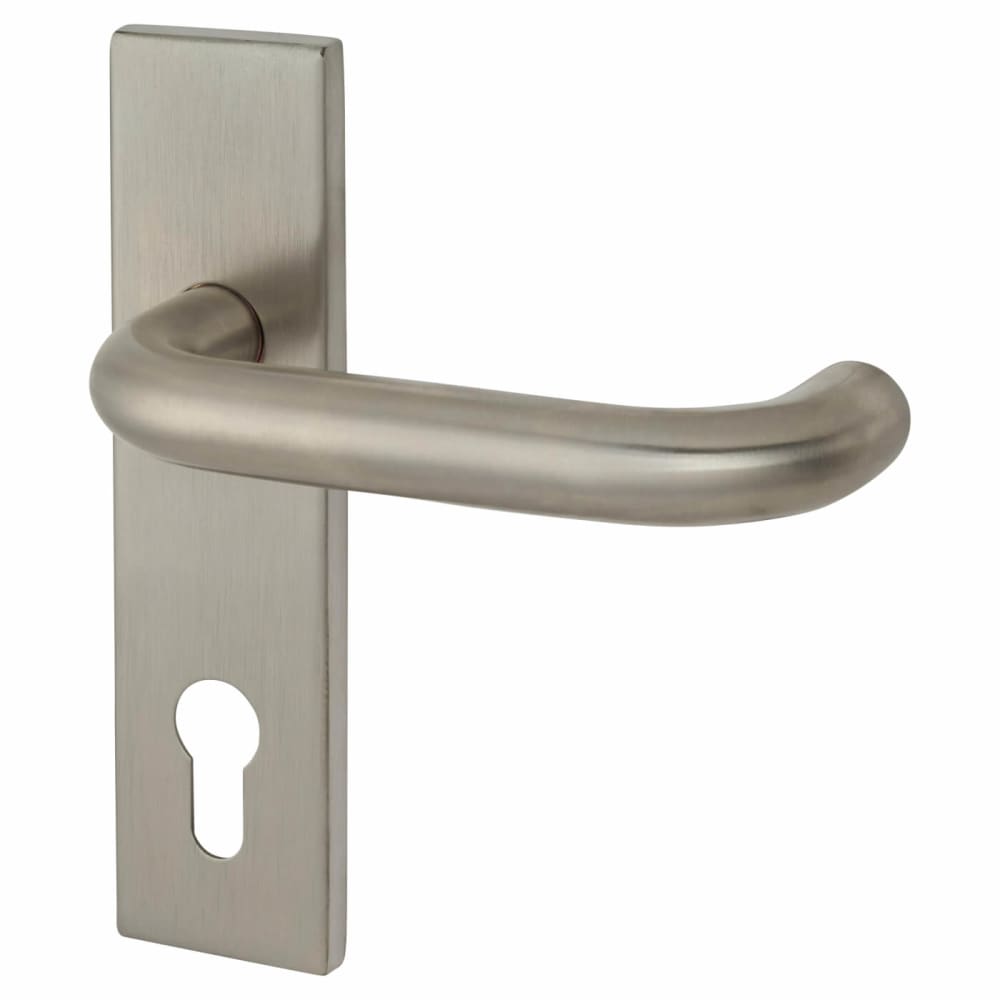 Touchpoint 19mm Return to Door Lock Door Handle - Square Plate - Euro - 72mm c/c - Satin Stainless