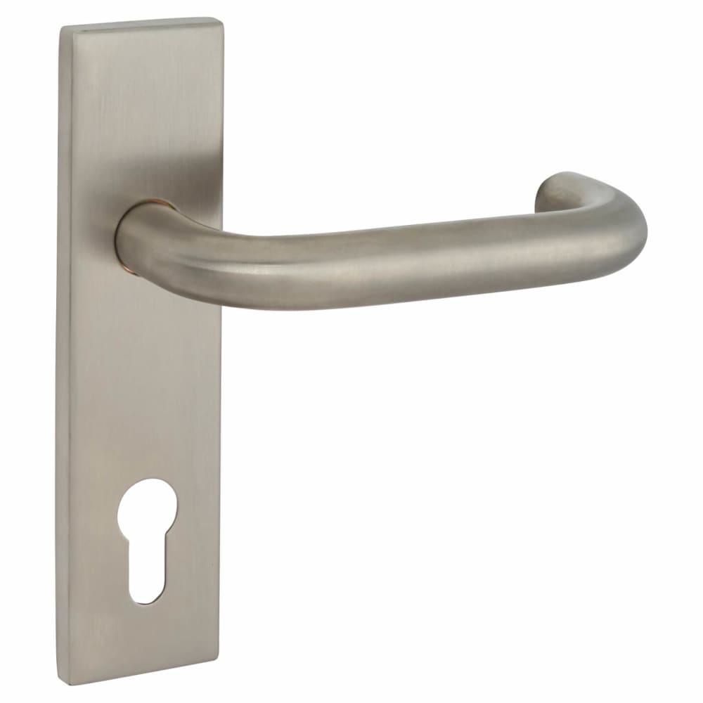 Touchpoint 19mm Return to Door Lock Door Handle - Square Plate - Euro - 72mm c/c - Satin Stainless