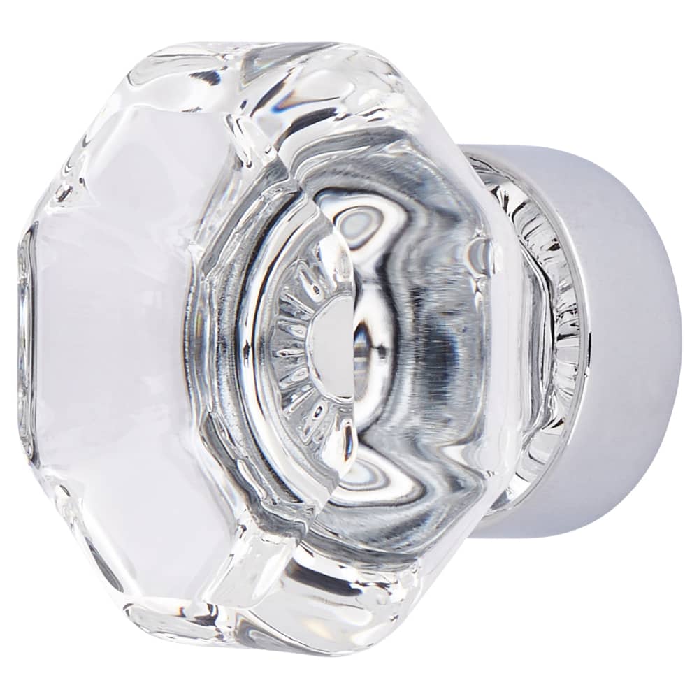 Altro Faceted Floral Glass Cabinet Knob - 35mm Diameter - Polished Chrome