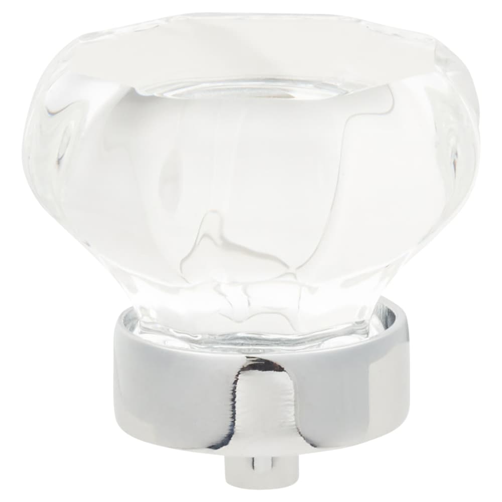 Altro Faceted Floral Glass Cabinet Knob - 35mm Diameter - Polished Chrome