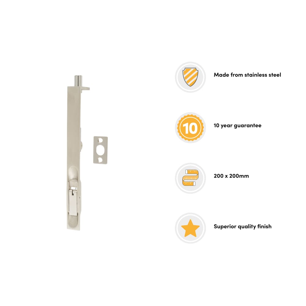 Altro Lever Action Flush Bolt - 200 x 20mm - Satin Stainless Steel
