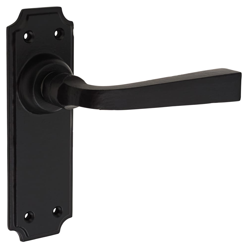 Olde Forge York Latch Door Handle - 152 x 48mm - Smooth Black 