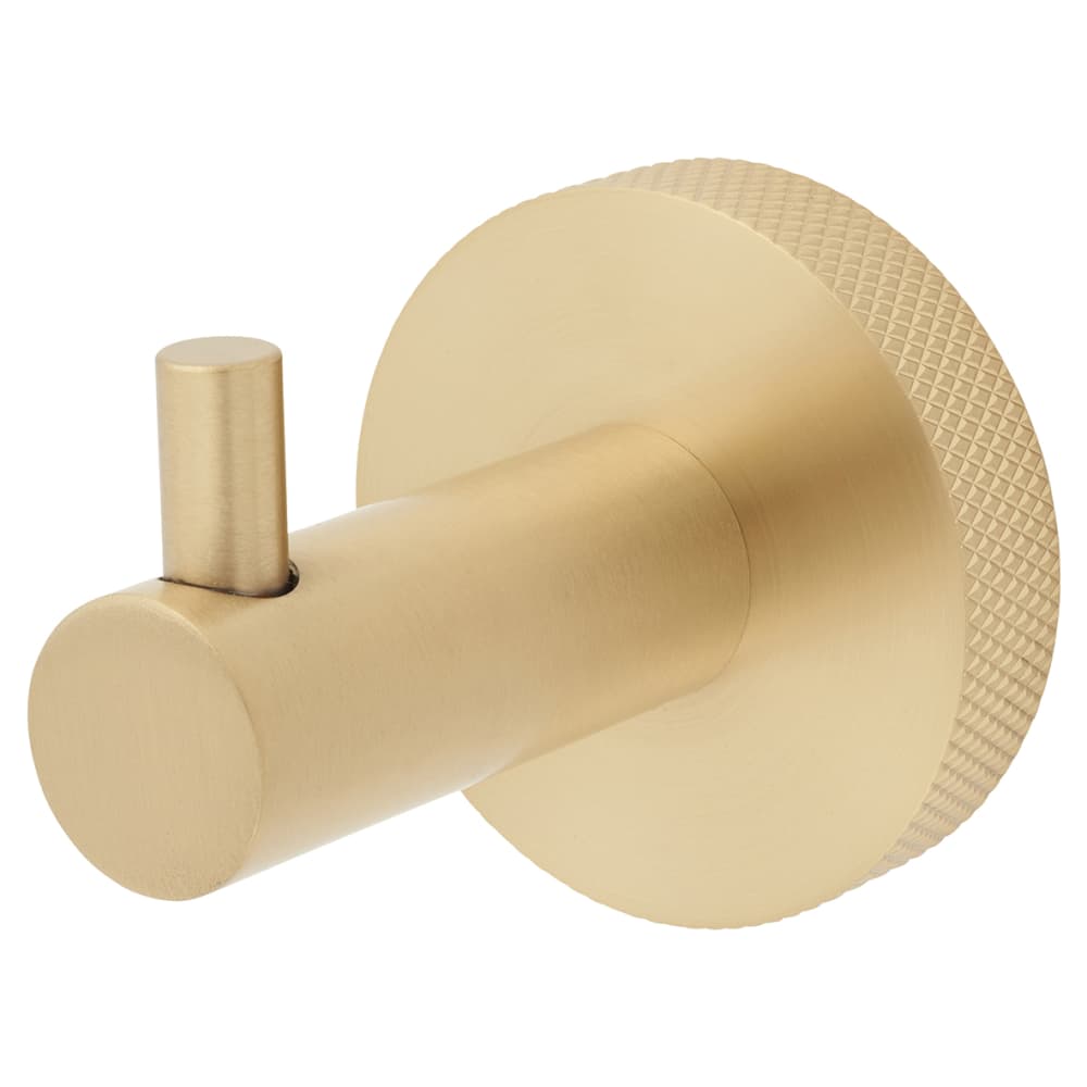 Hampstead Knurled Robe Hook - 57 x 30 x 60mm - Satin Brass