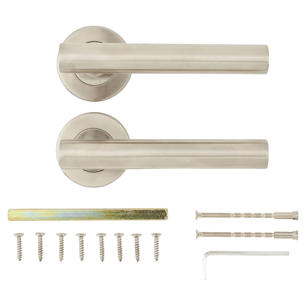 Altro 19mm Straight Tee Bar Lever Door Handle on Rose - Satin Stainless ...