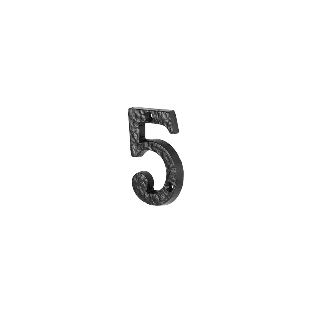 Olde Forge 76mm Screw Fix Door Numeral - 5 - Antique Black Iron