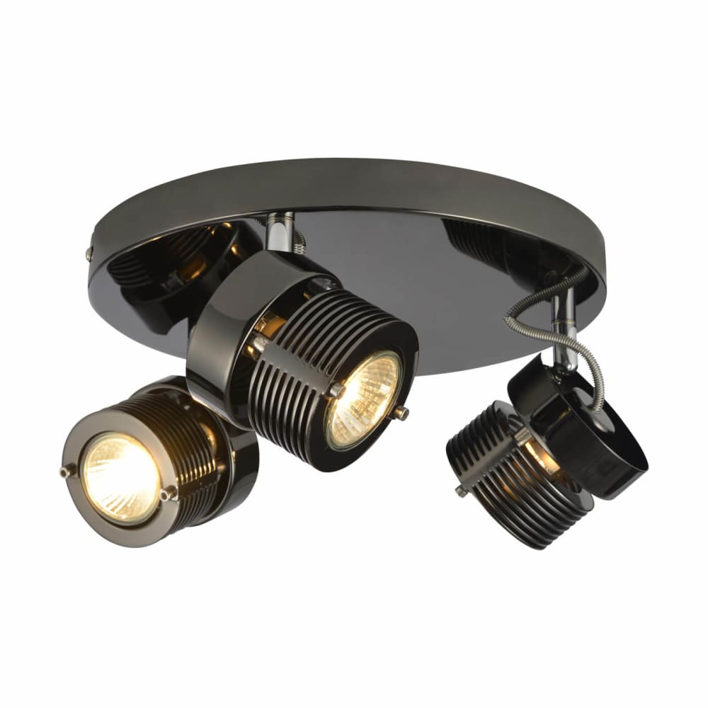Forum Inlight Pedro 3 Light Circular Cylinder Ceiling Spotlight - Black Chrome
