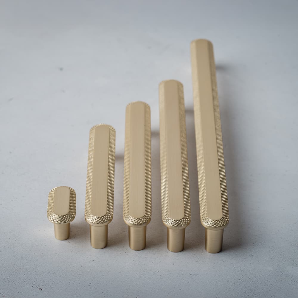 Hampstead Morley 19mm Bobbled D-Bar Cabinet Pull Handle - 96mm Centres - Satin Brass