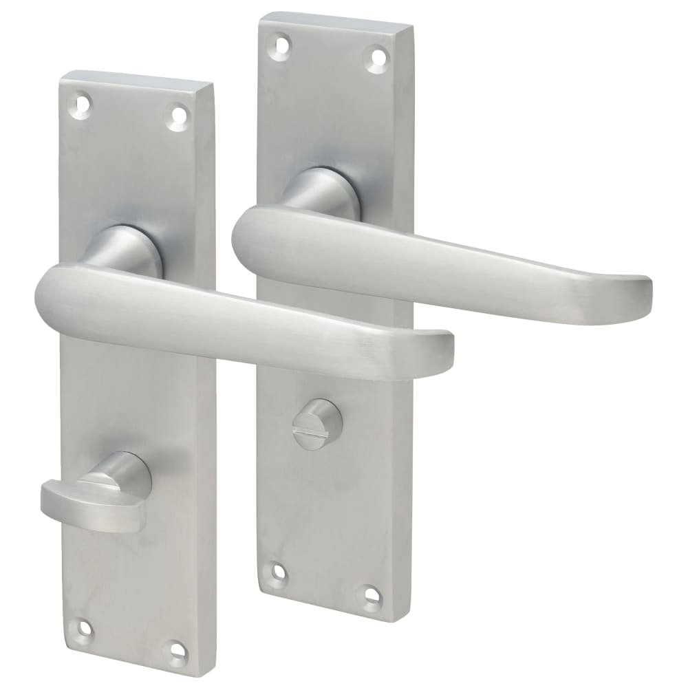 Touchpoint Victorian Straight Bathroom Door Handle - 155 x 42mm - Satin Chrome