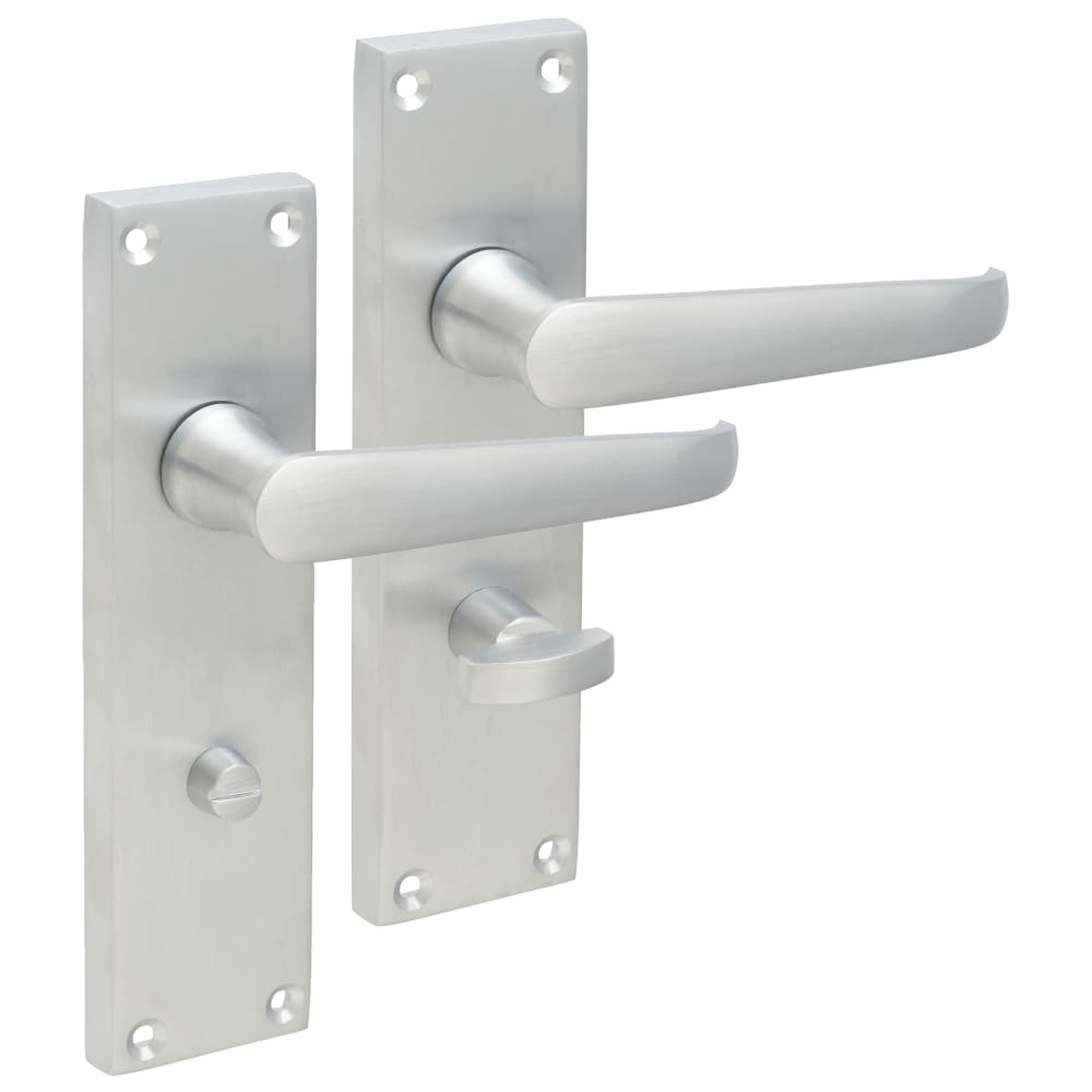 Touchpoint Victorian Straight Bathroom Door Handle - 155 x 42mm - Satin Chrome