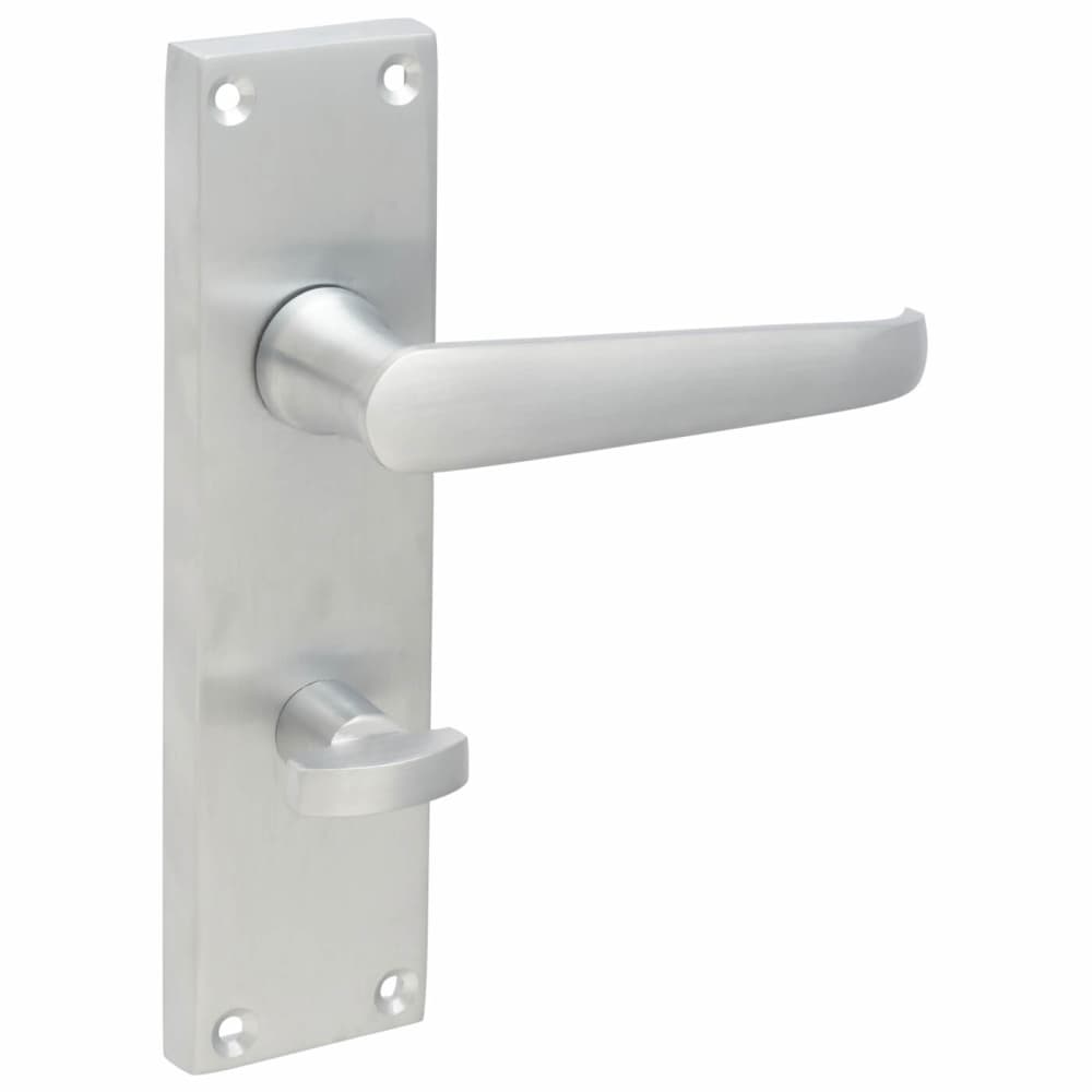 Touchpoint Victorian Straight Bathroom Door Handle - 155 x 42mm - Satin Chrome