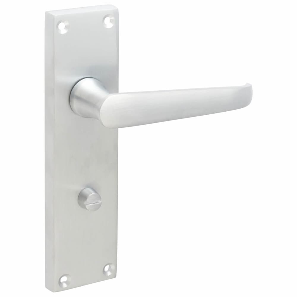 Touchpoint Victorian Straight Bathroom Door Handle - 155 x 42mm - Satin Chrome