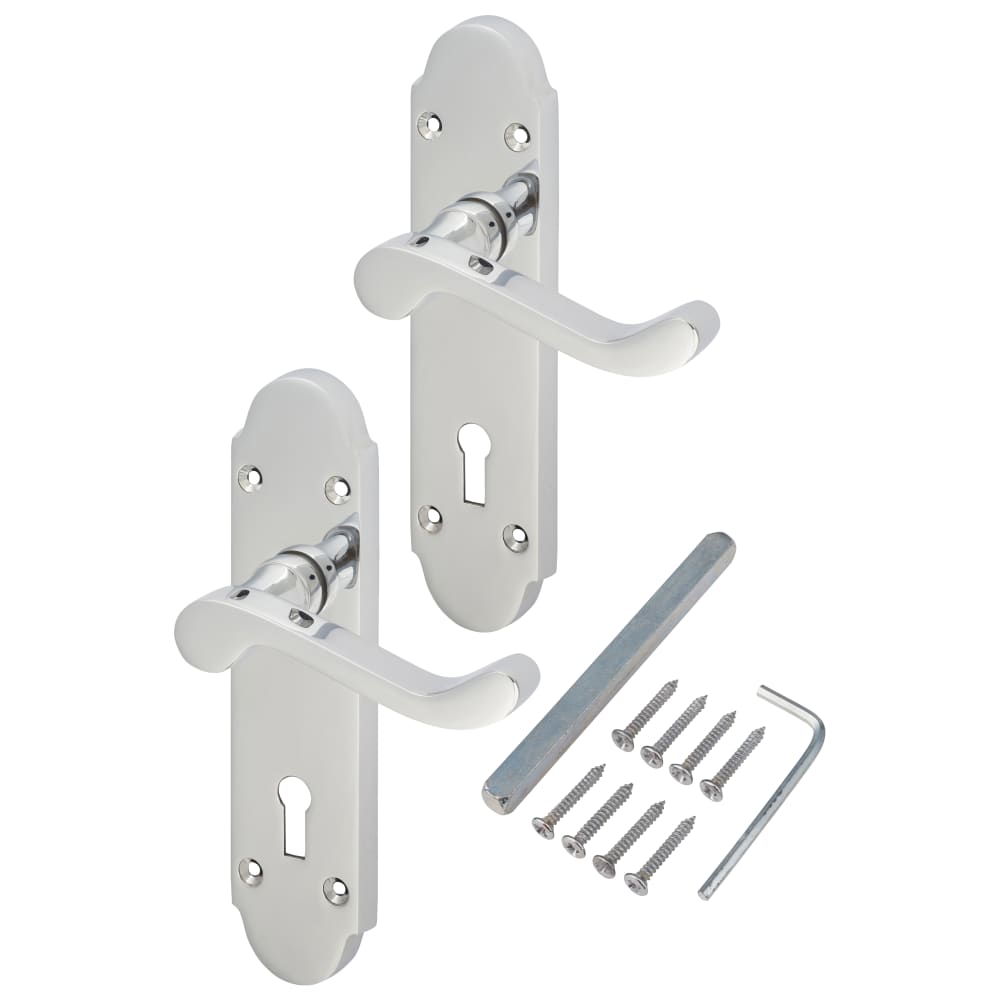 Touchpoint Victorian Summer Lock Door Handle - Keyhole - 168 x 40mm - Polished Chrome