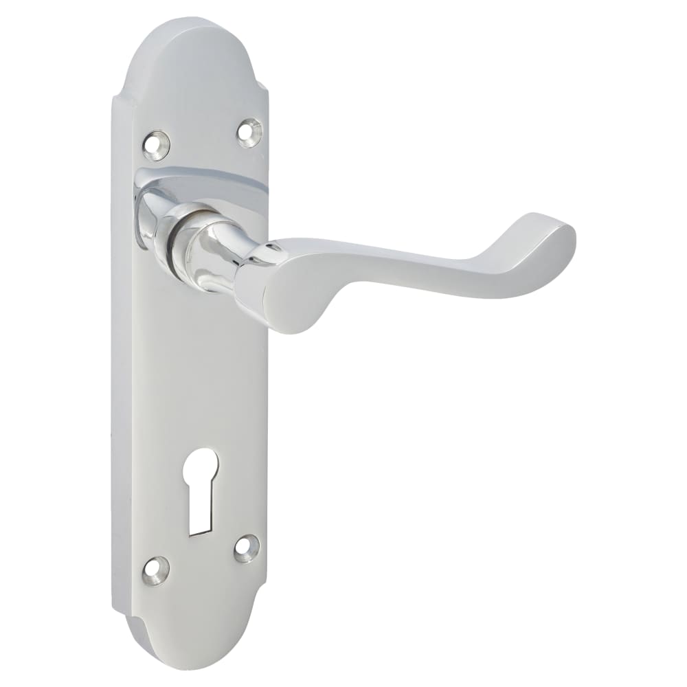 Touchpoint Victorian Summer Lock Door Handle - Keyhole - 168 x 40mm - Polished Chrome