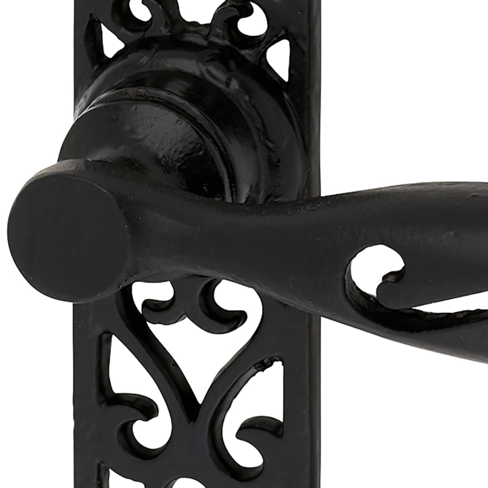 Olde Forge Cottage Lock Door Handle - Keyhole - 134 x 38mm - Antique Black Iron