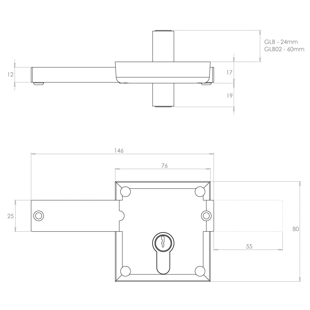 Gatemaster Locking Long Throw Gate Lock - 60mm Gate Thickness - 304 Stainless Steel