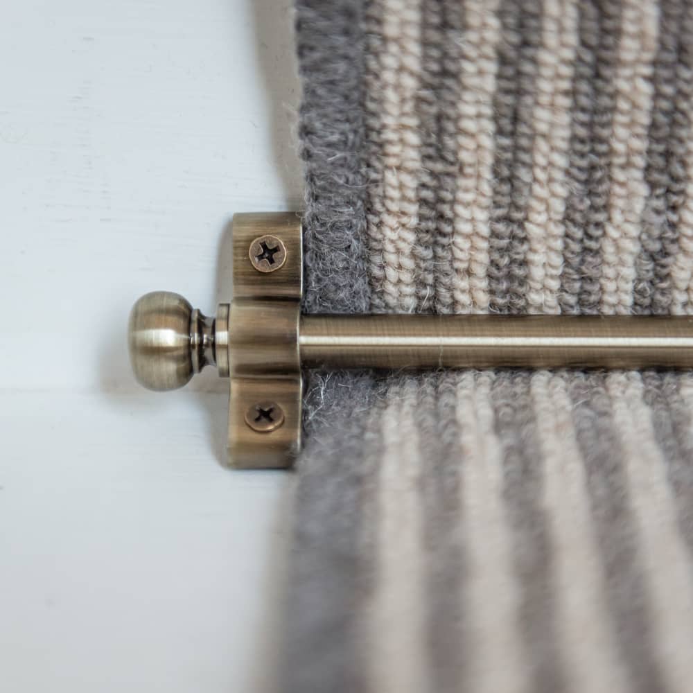 Altro Stair Rod with Round Bulb Finials - 900mm Length - Antique Brass