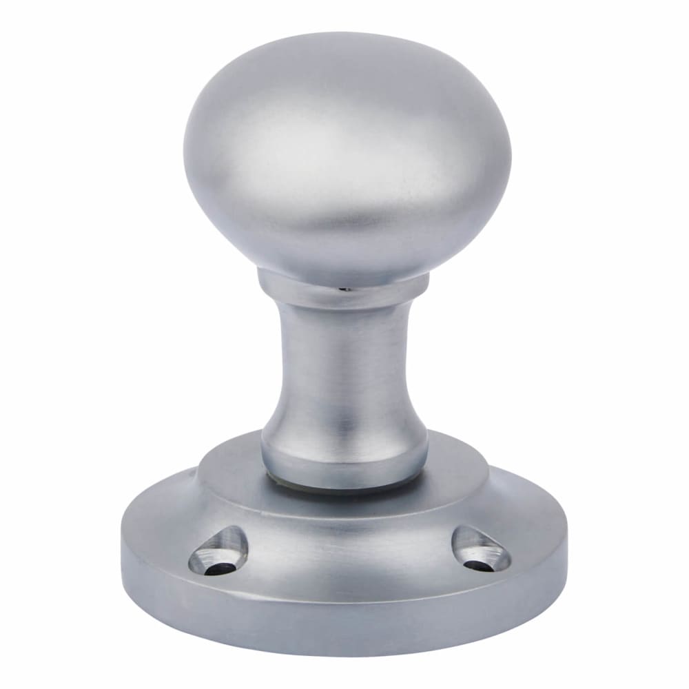 Oval Mortice Knobset - 57mm - Satin Chrome | IronmongeryDirect | Same ...