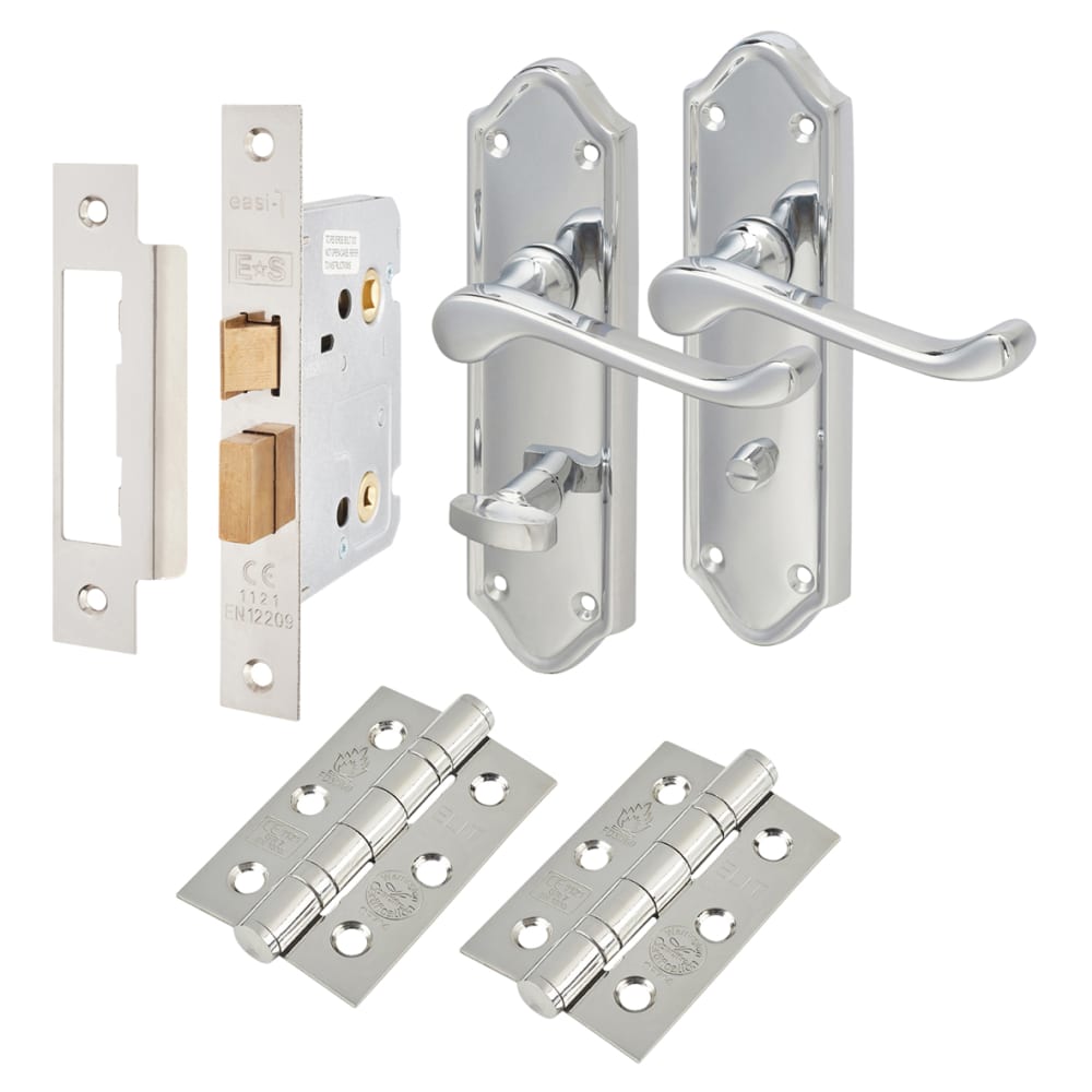 Altro Ashmead Bathroom Lock Door Handle Kit - Polished Chrome