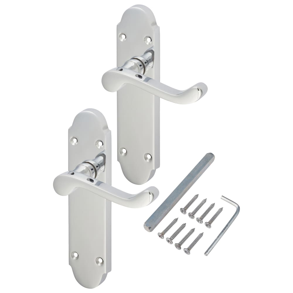 Touchpoint Victorian Summer Latch Door Handle - 168 x 40mm - Polished Chrome