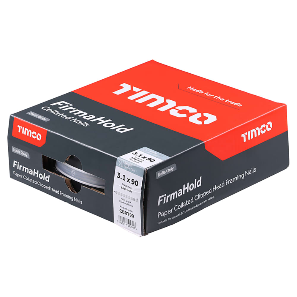 TIMCO FirmaHold First Fix Nail - Plain  - 34° Angled - 3.1 x 90mm - Bright Steel - Pack of 2200