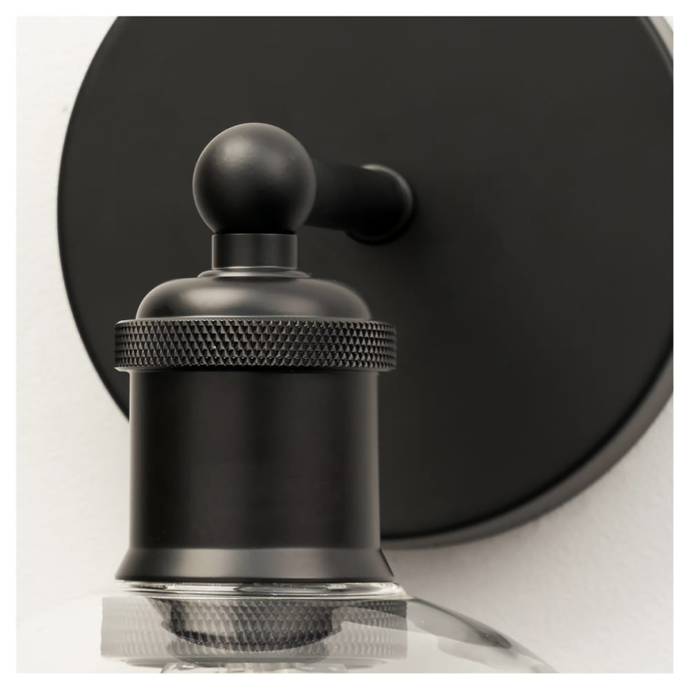 Altro Divi Indoor Wall Light - Matt Black Fittings and Domed Clear Glass Shade 