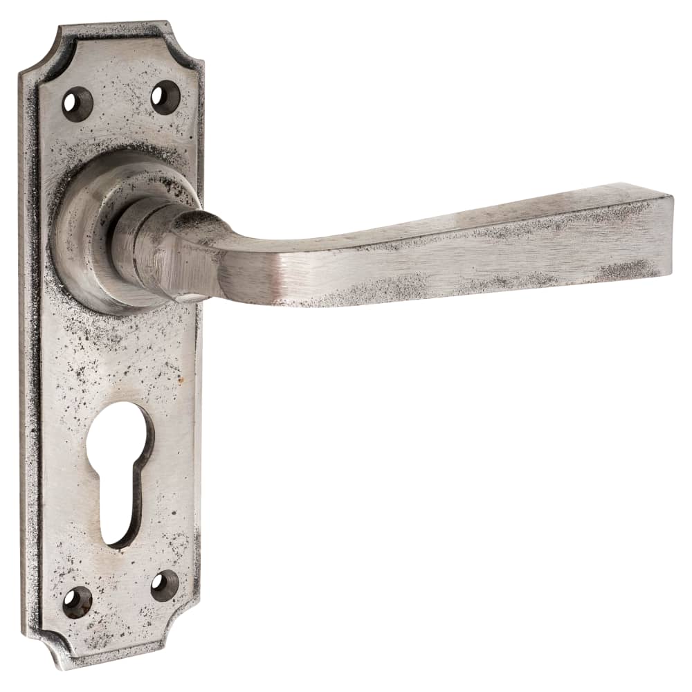 Olde Forge York Lock Door Handle - Euro - 152 x 48mm - Polished Iron 