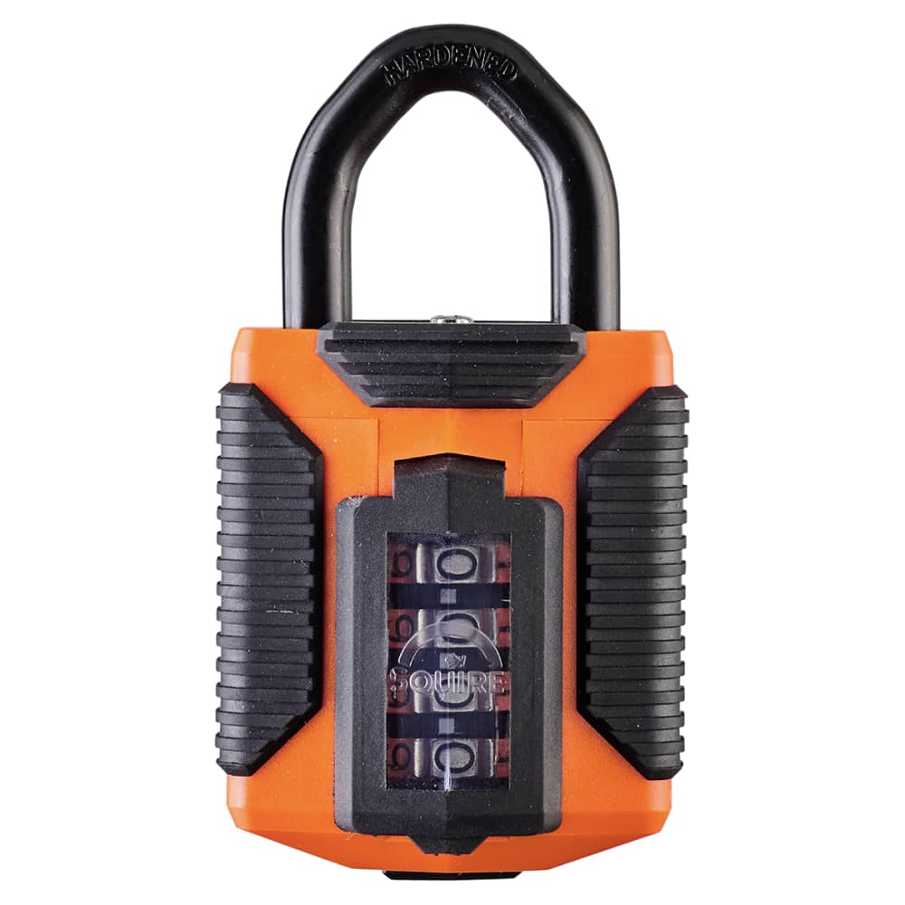 Squire All Weather Combination Padlock - 50mm Body - 23 x 22mm Shackle - Orange