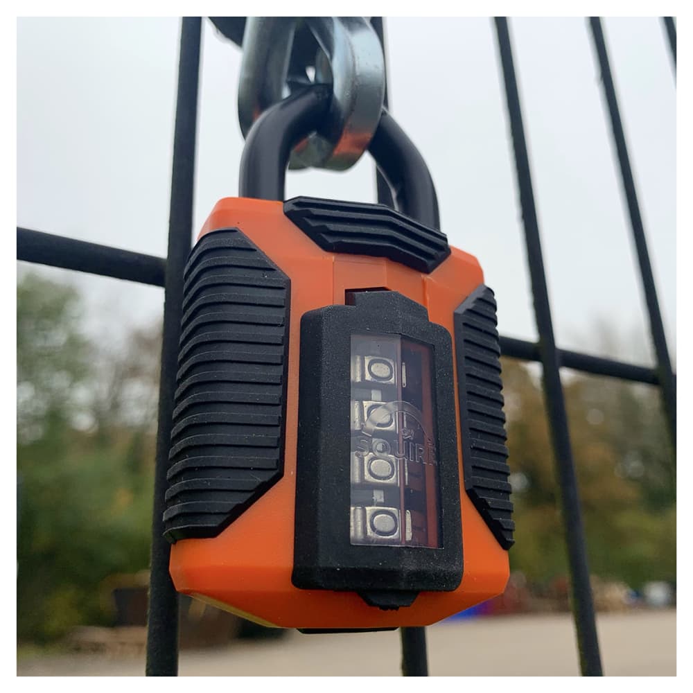 Squire All Weather Combination Padlock - 50mm Body - 23 x 22mm Shackle - Orange