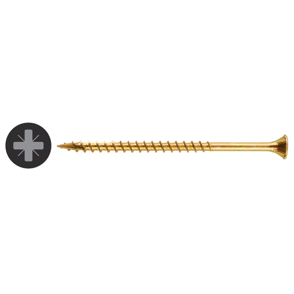 Reisser Cutter Pozi Countersunk Wood Screws Tub - 5.0 x 90mm - Yellow Zinc - Pack of 300