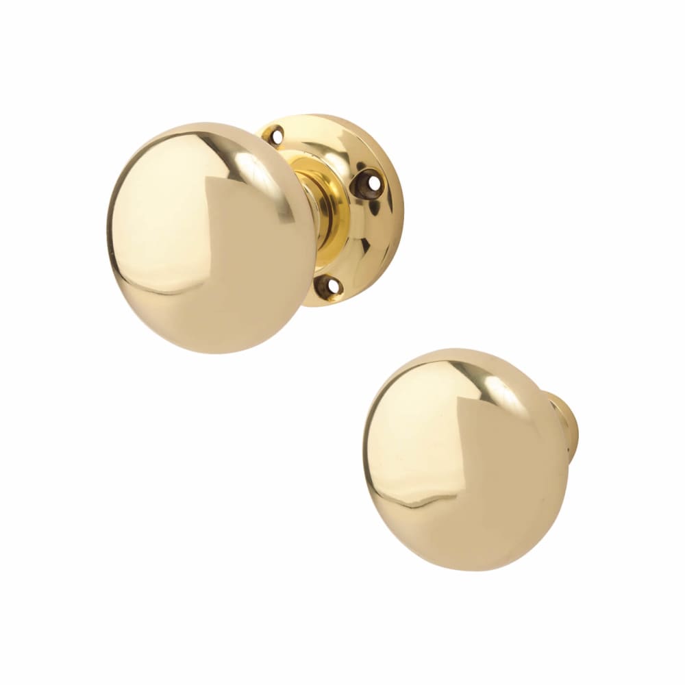 Altro Round Rim Door Knob - 57mm Rose Diameter - Polished Brass
