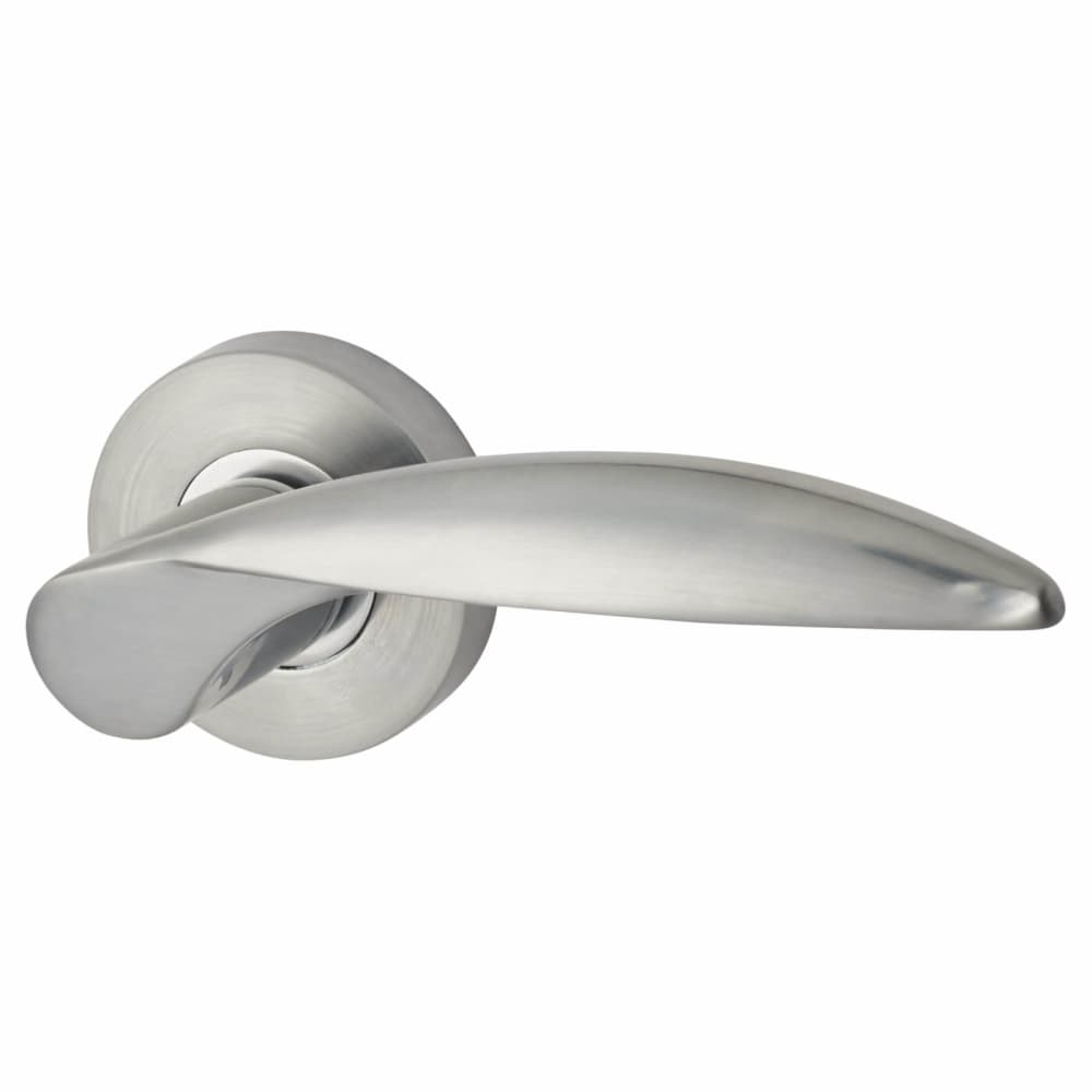 Jigtech Cresta Door Handle on Rose - Satin Chrome