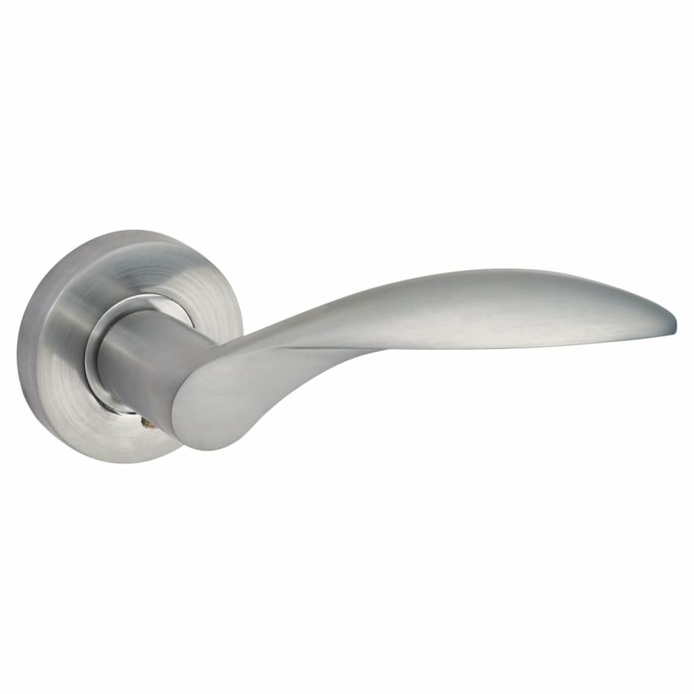 Jigtech Cresta Door Handle on Rose - Satin Chrome