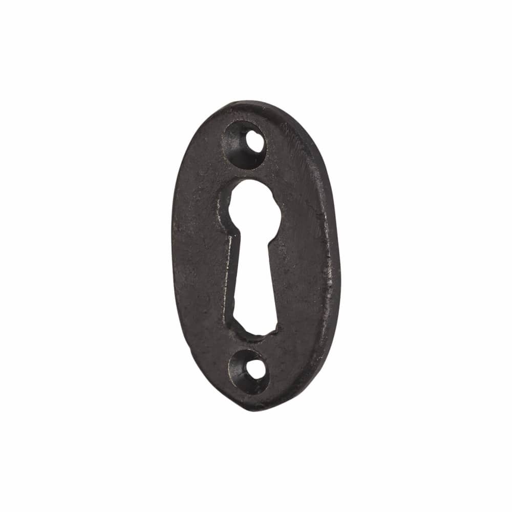 Olde Forge Oval Escutcheon - 47 x 29mm - Keyhole - Antique Black Iron