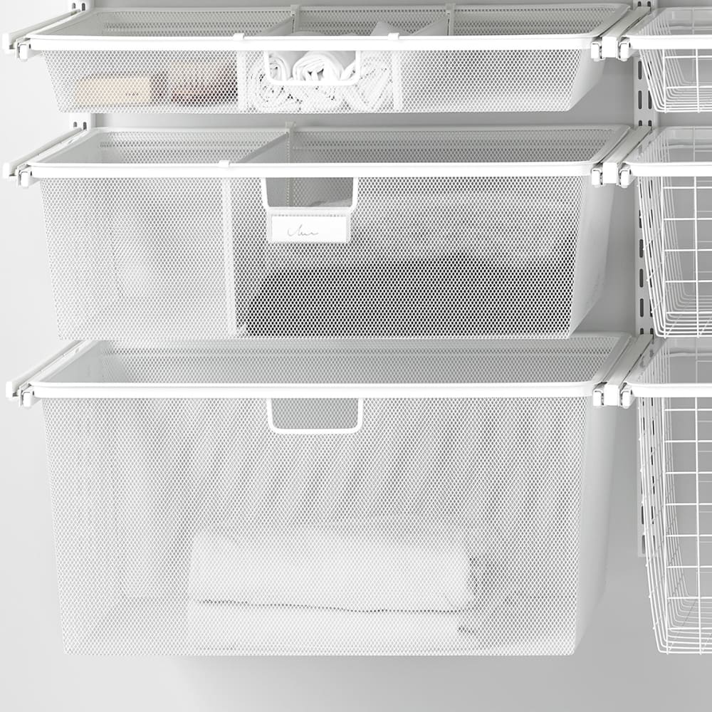 elfa Top Track System - Click In Medium Mesh Basket for Gliding Frame - 605 x 430 x 185mm - White